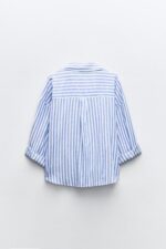 LINEN BLEND KNOTTED STRIPED SHIRT