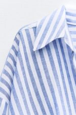 LINEN BLEND KNOTTED STRIPED SHIRT