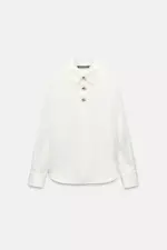 GOLD BUTTON SATIN EFFECT SHIRT