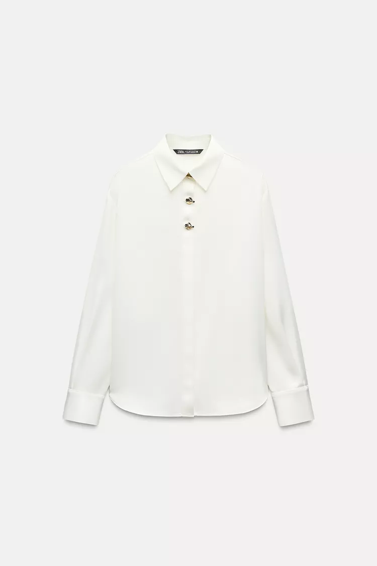 GOLD BUTTON SATIN EFFECT SHIRT