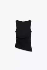 RUCHED ASYMMETRIC T-SHIRT