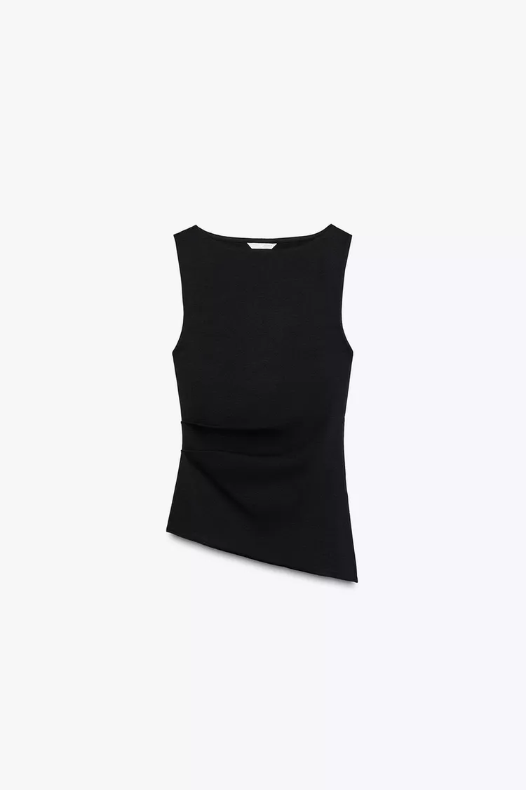 RUCHED ASYMMETRIC T-SHIRT