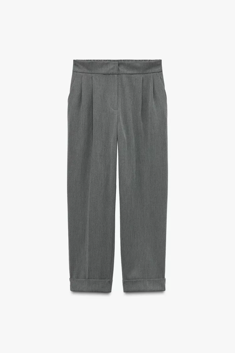 PANTS WITH DARTS AND CUFFED HEM