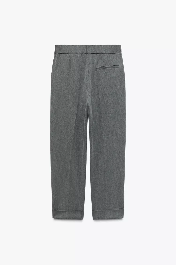 PANTS WITH DARTS AND CUFFED HEM